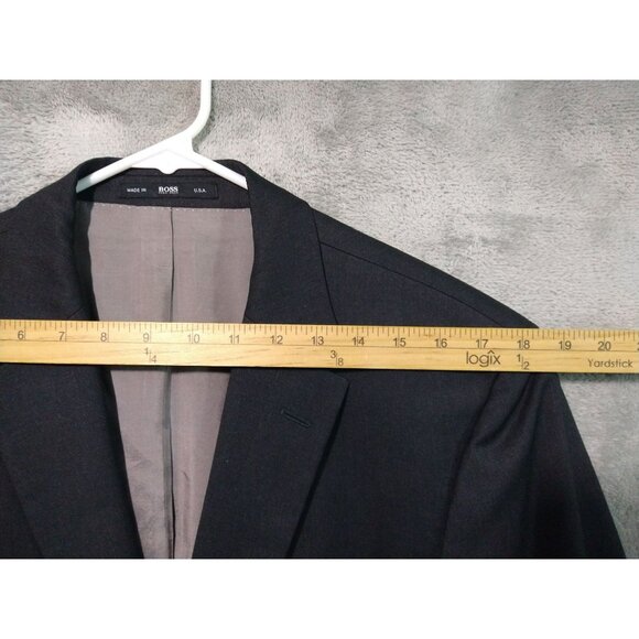 Boss Hugo Blazer Mens 42R Gray Wool Super 100 Sport Coat Suit Jacket 2 Button - Picture 8 of 13